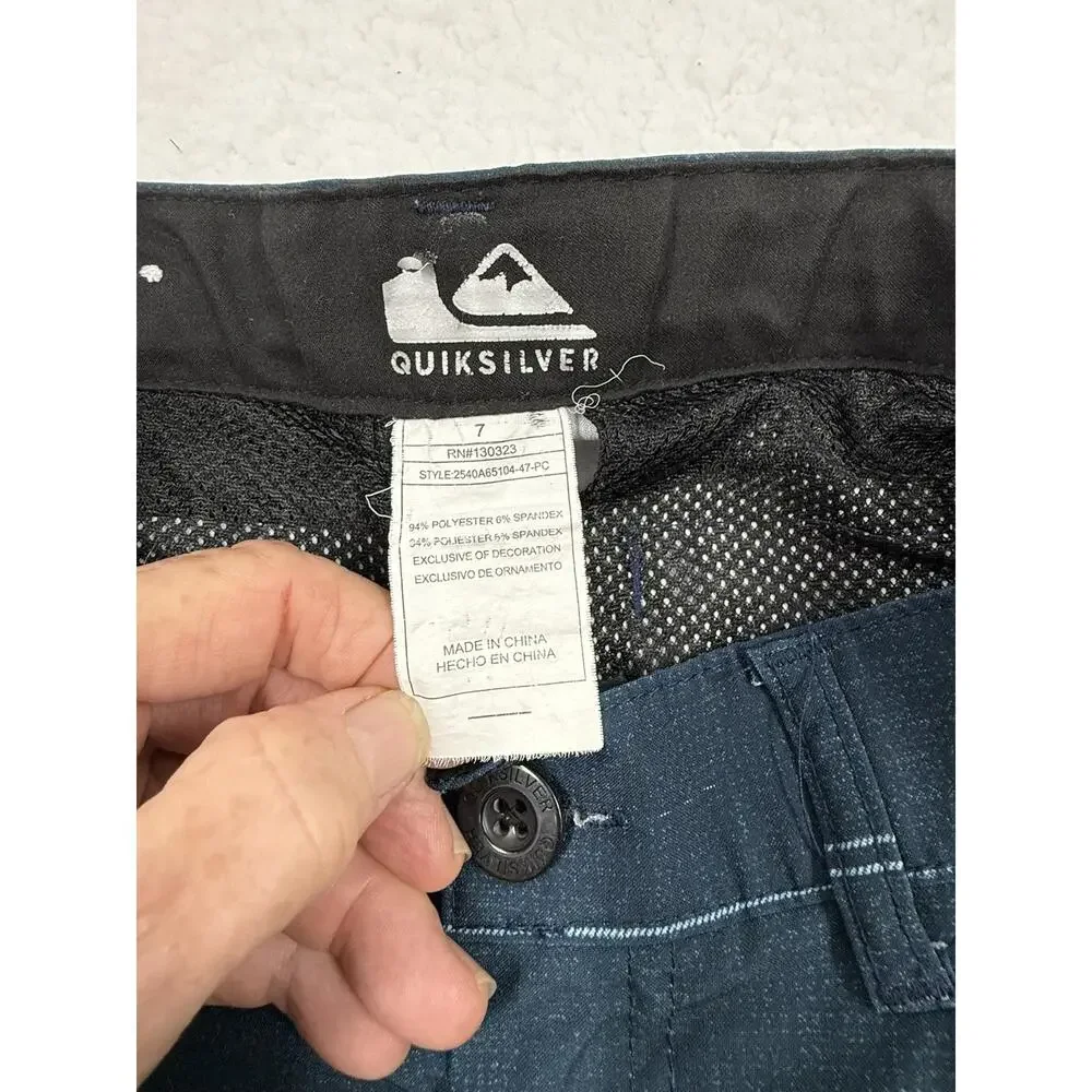 Quiksilver White Navy Striped Stitching Belt Loops‎ Shorts Set Boys Size 7